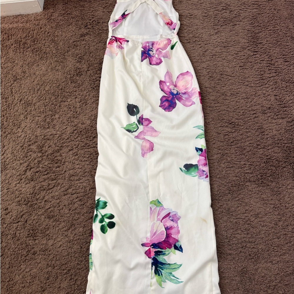 Revolve Toby Heart Ginger Enchanted Maxi Dress White Floral Open Back Size 8 - Picture 5 of 16
